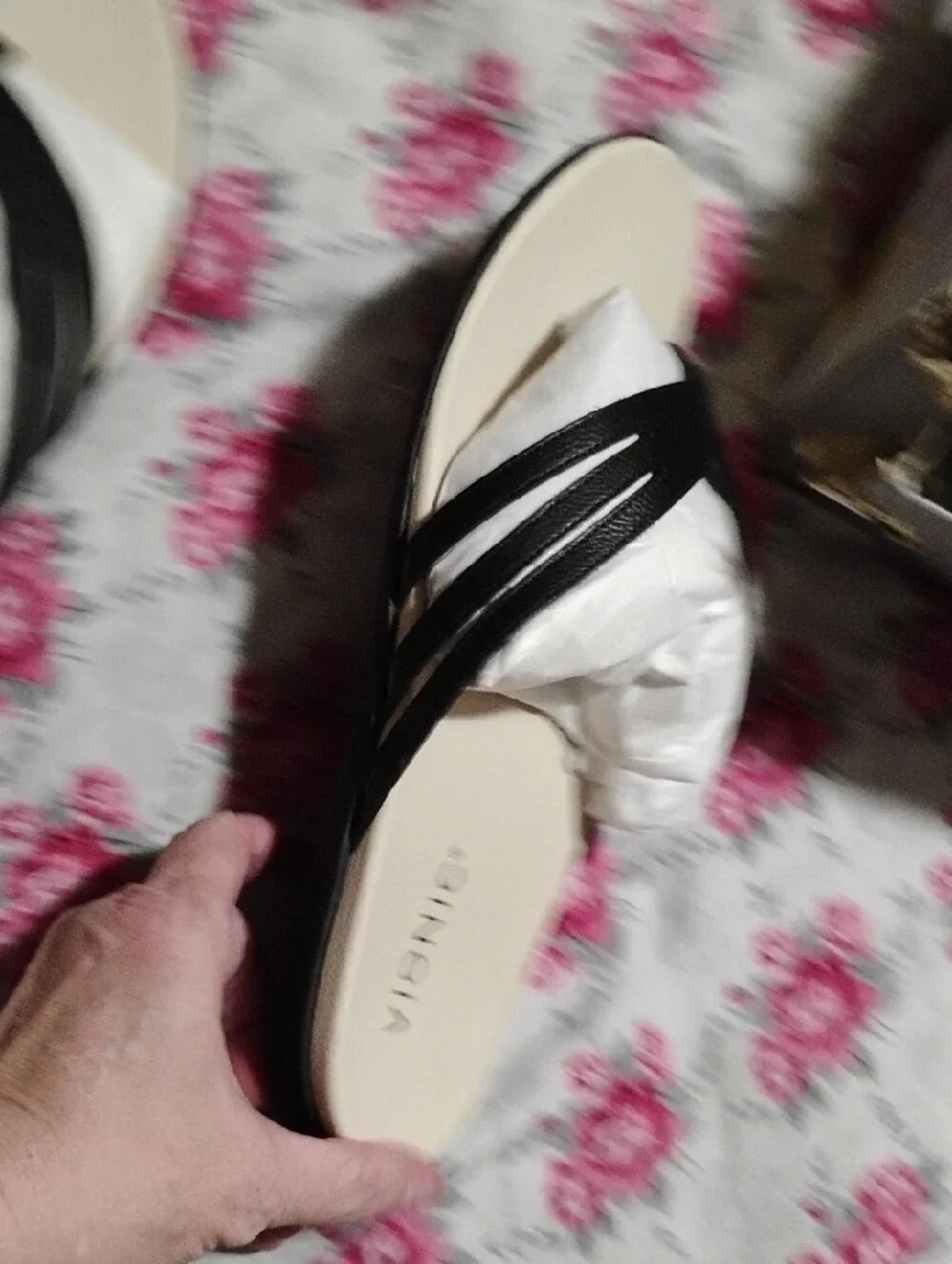 Vionic Black Strap Tan Footbed Genuine Leather Slide Sandals Women's Size 11